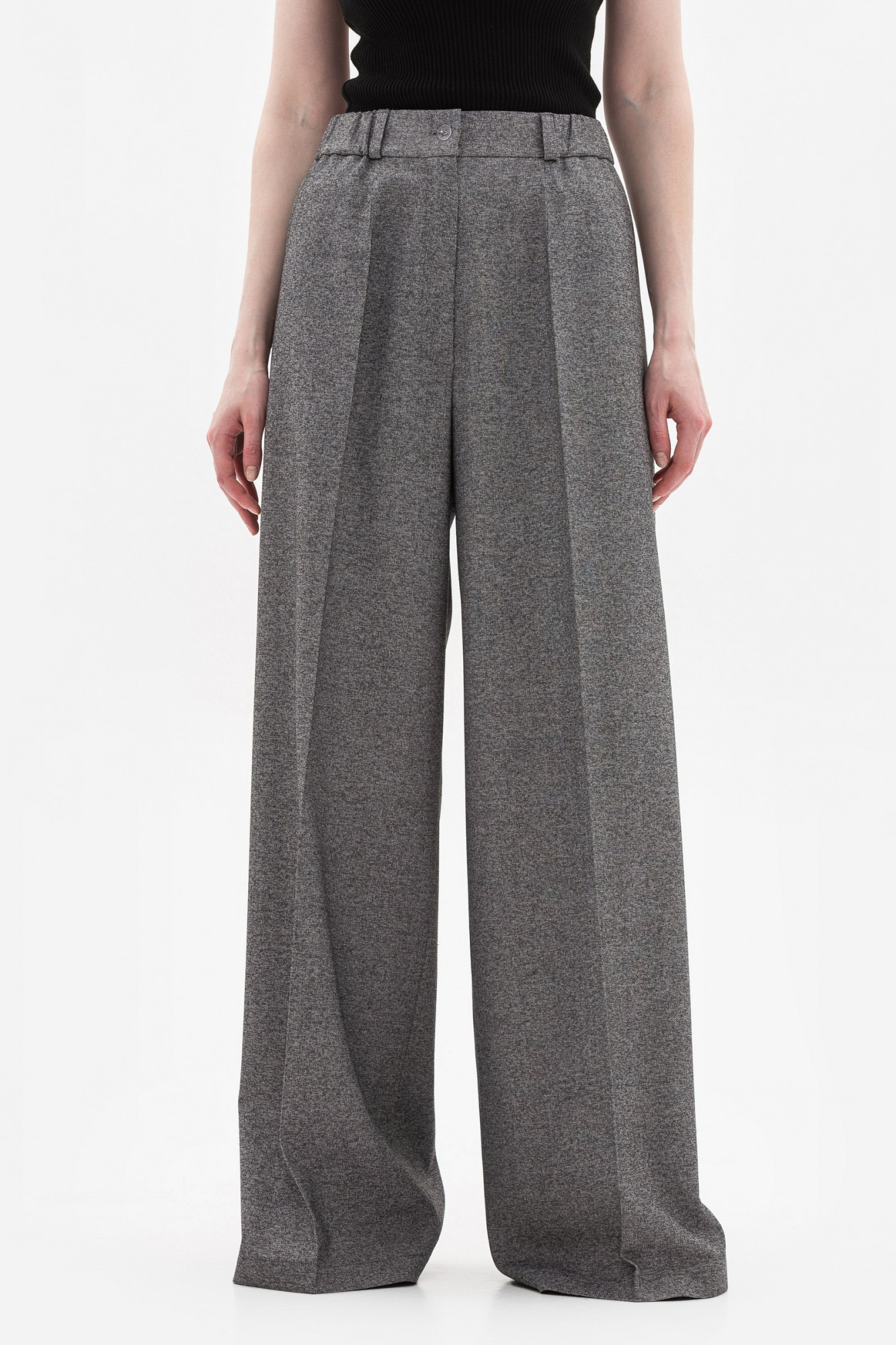 Брюки палаццо сірі з костюмної тканини Галея 01