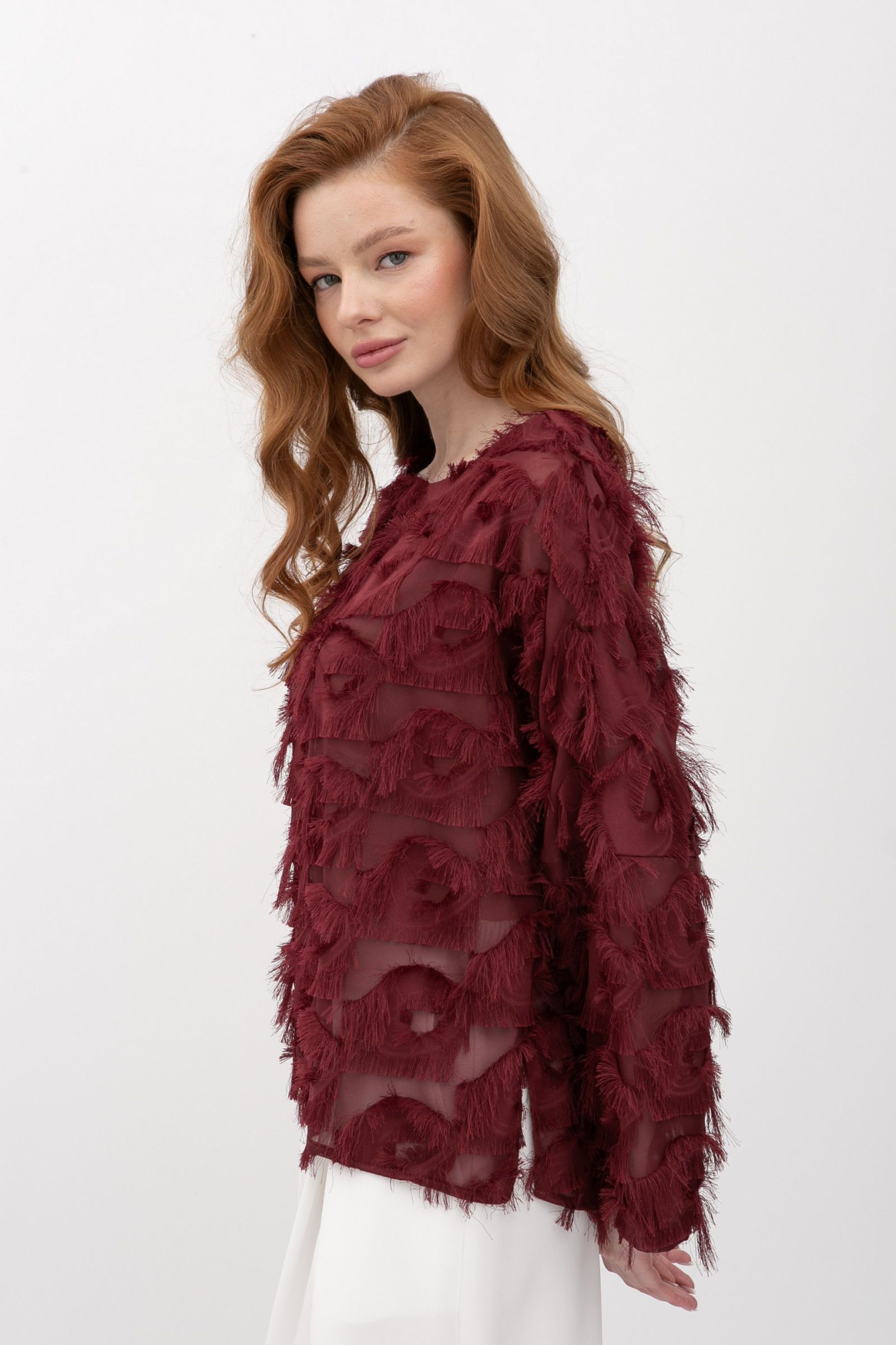 Жіноча блуза вільного крою бордового кольору Тіскан