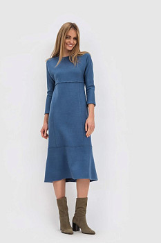 Сукня міді довжини з вовняної тканини блакитного кольору Карола