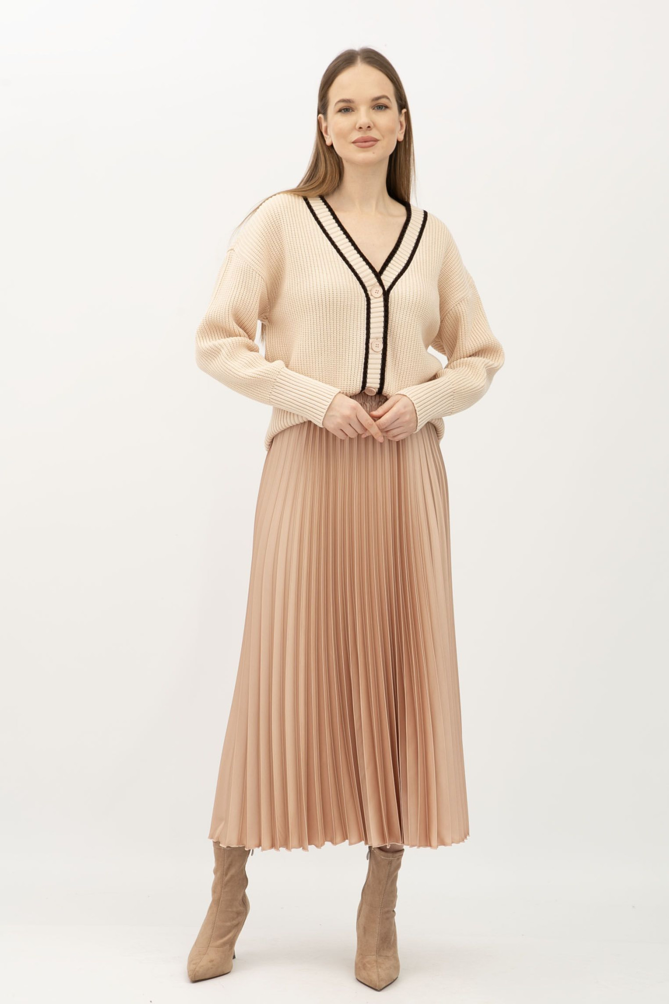 Спідниця гофре бежевого кольору Теріл 003