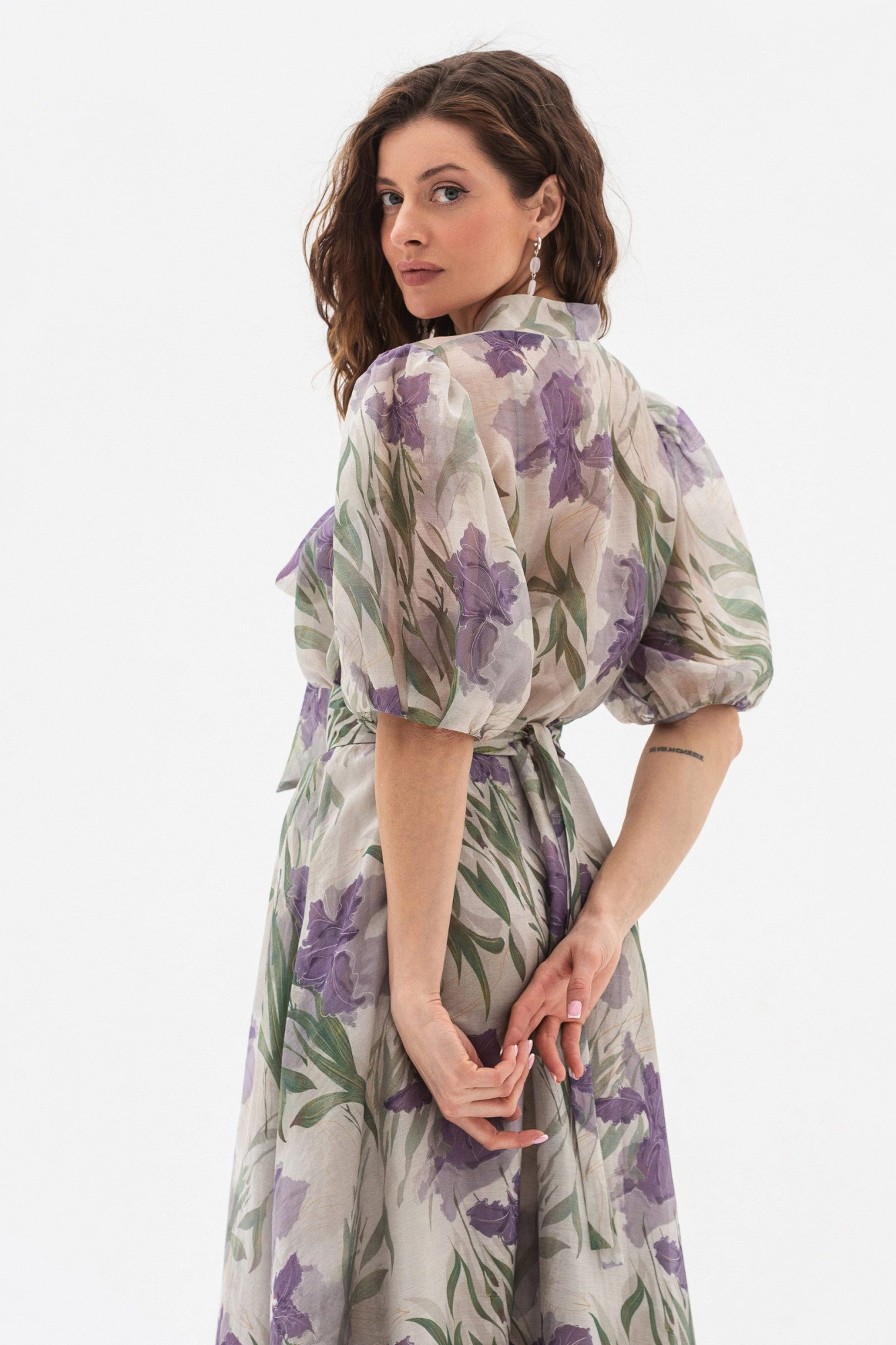 Сукня довжини максі з ніжним принтом квітів-ірисів Маріне