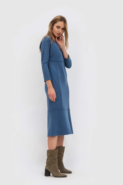 Сукня міді довжини з вовняної тканини блакитного кольору Карола