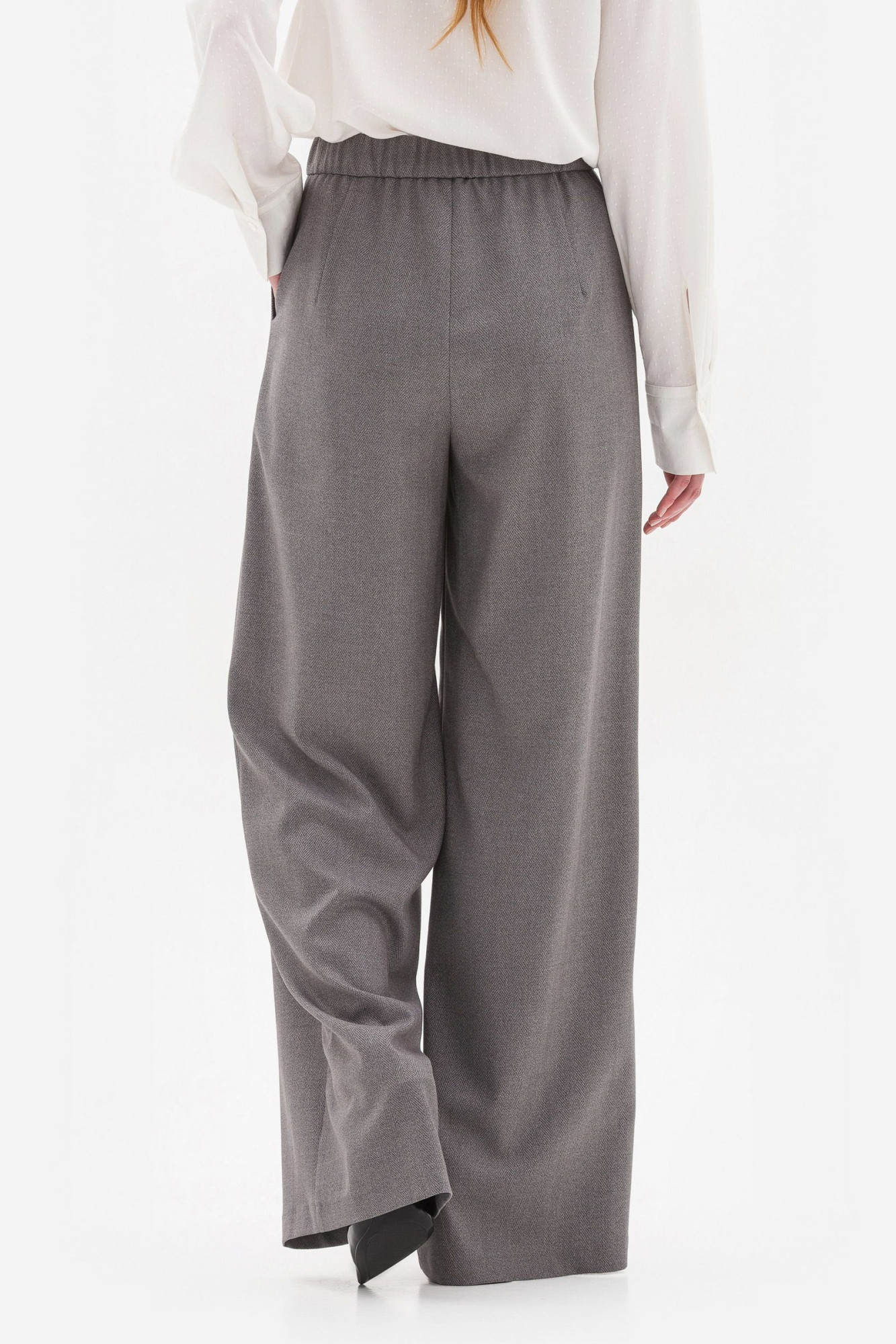 Брюки-палаццо з костюмної тканини сірого  кольору Нейра