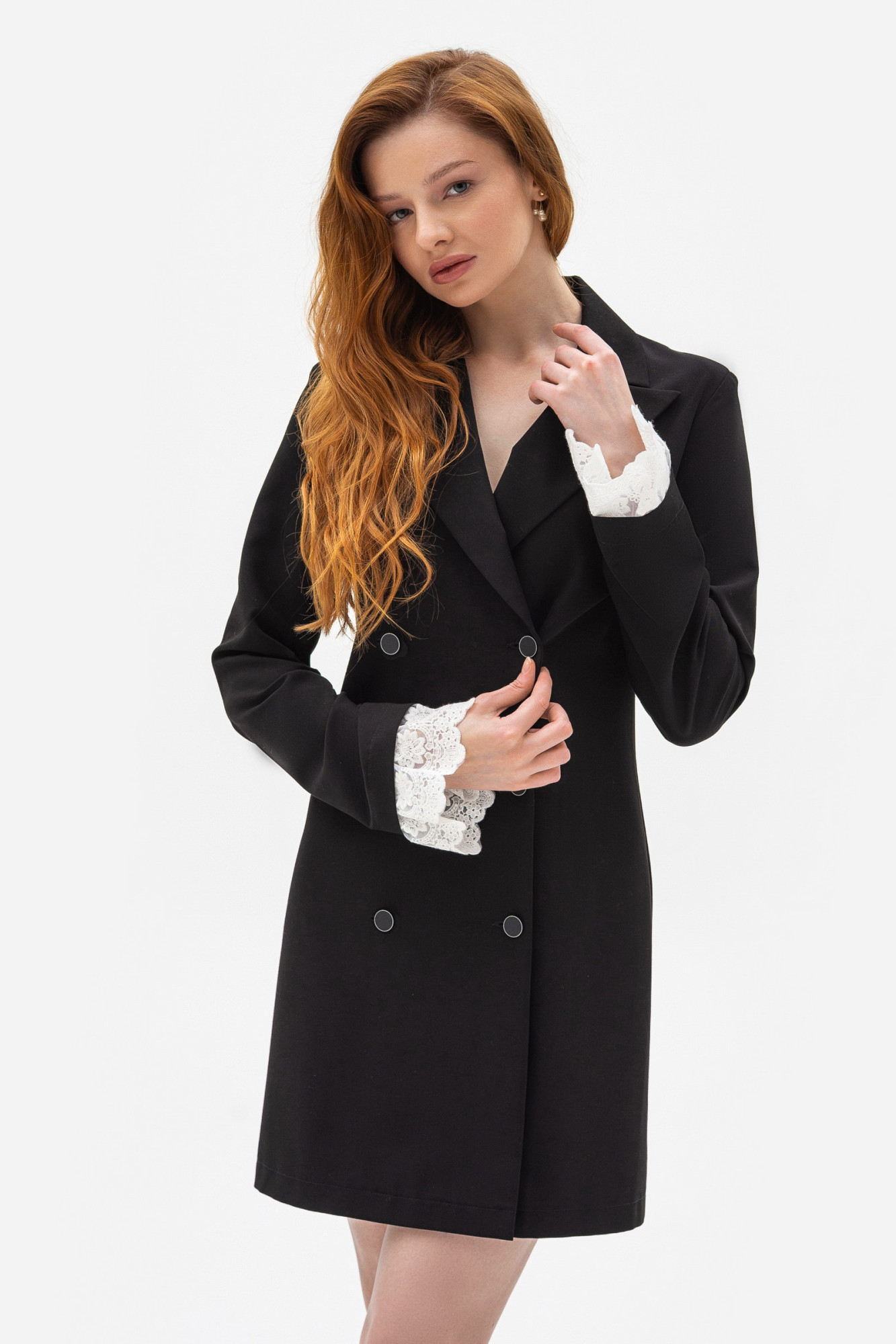 Сукня-жакет міні двобортна чорного кольору Тіарія