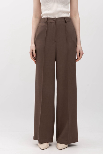 Лляні брюки зі стрілками коричневого кольору Неля