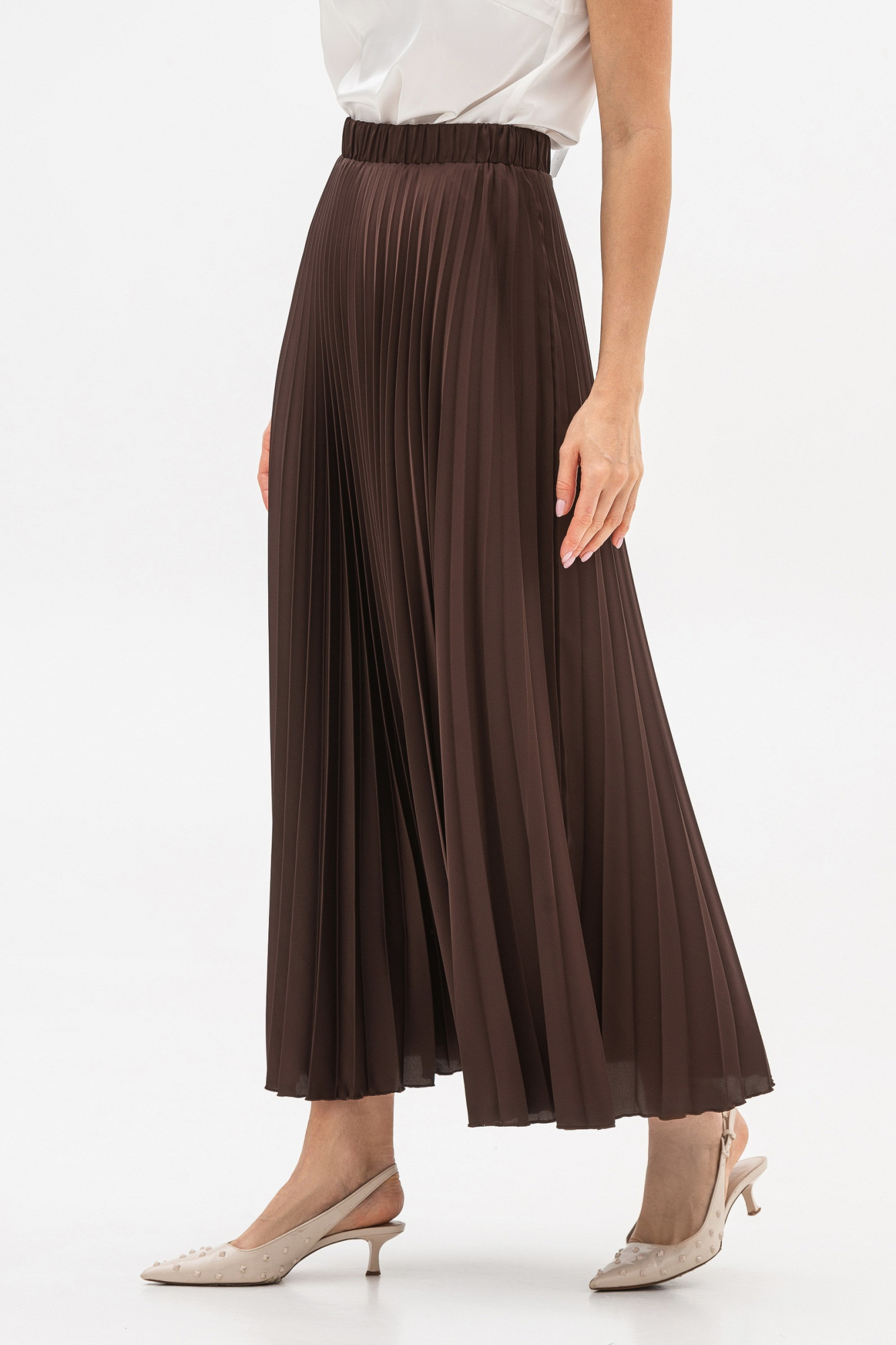 Спідниця гофре коричневого кольору Теріл 008