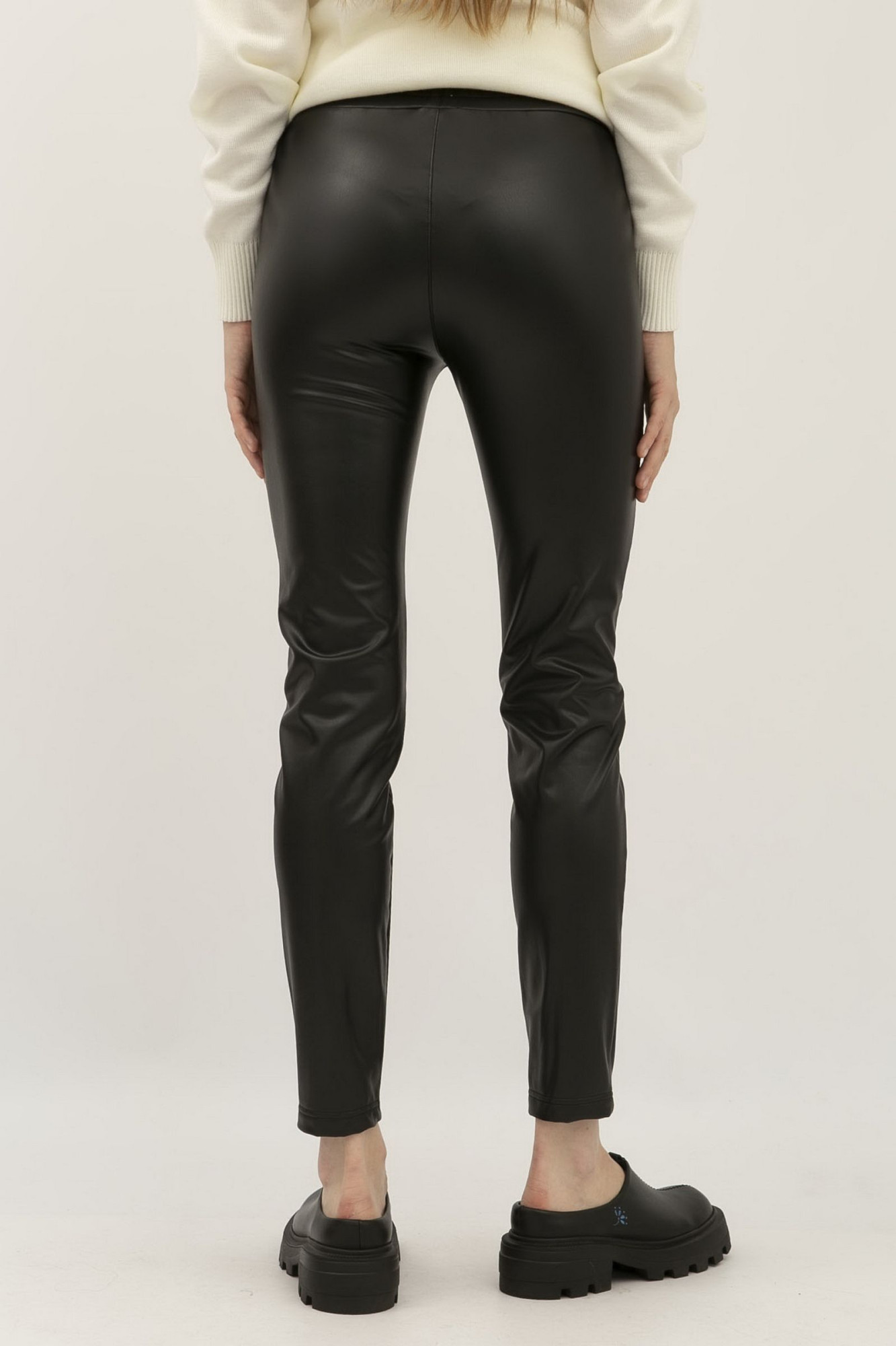 Жіночі лосини із стрейчевої еко-шкіри чорні Рейн