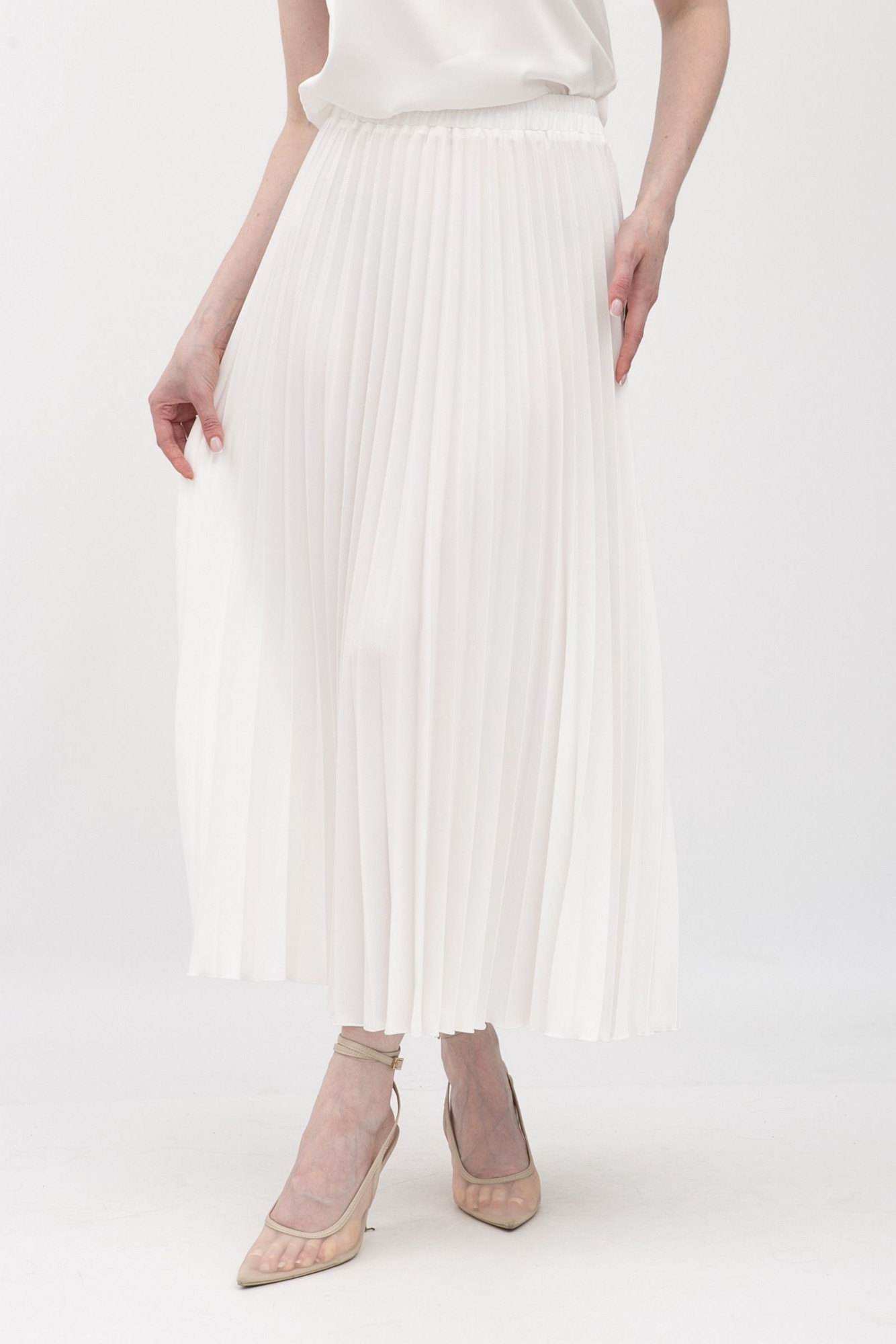 Шифонова спідниця гофре молочного кольору Теріл 011