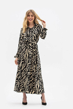 Сукня напівприталеного силуету з трапецієподібною спідницею чорного кольору Таірія 01