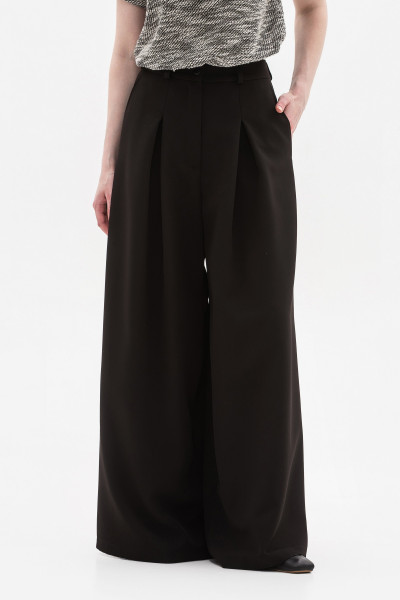 Широкі брюки з костюмної тканини чорного кольору Ліама 04