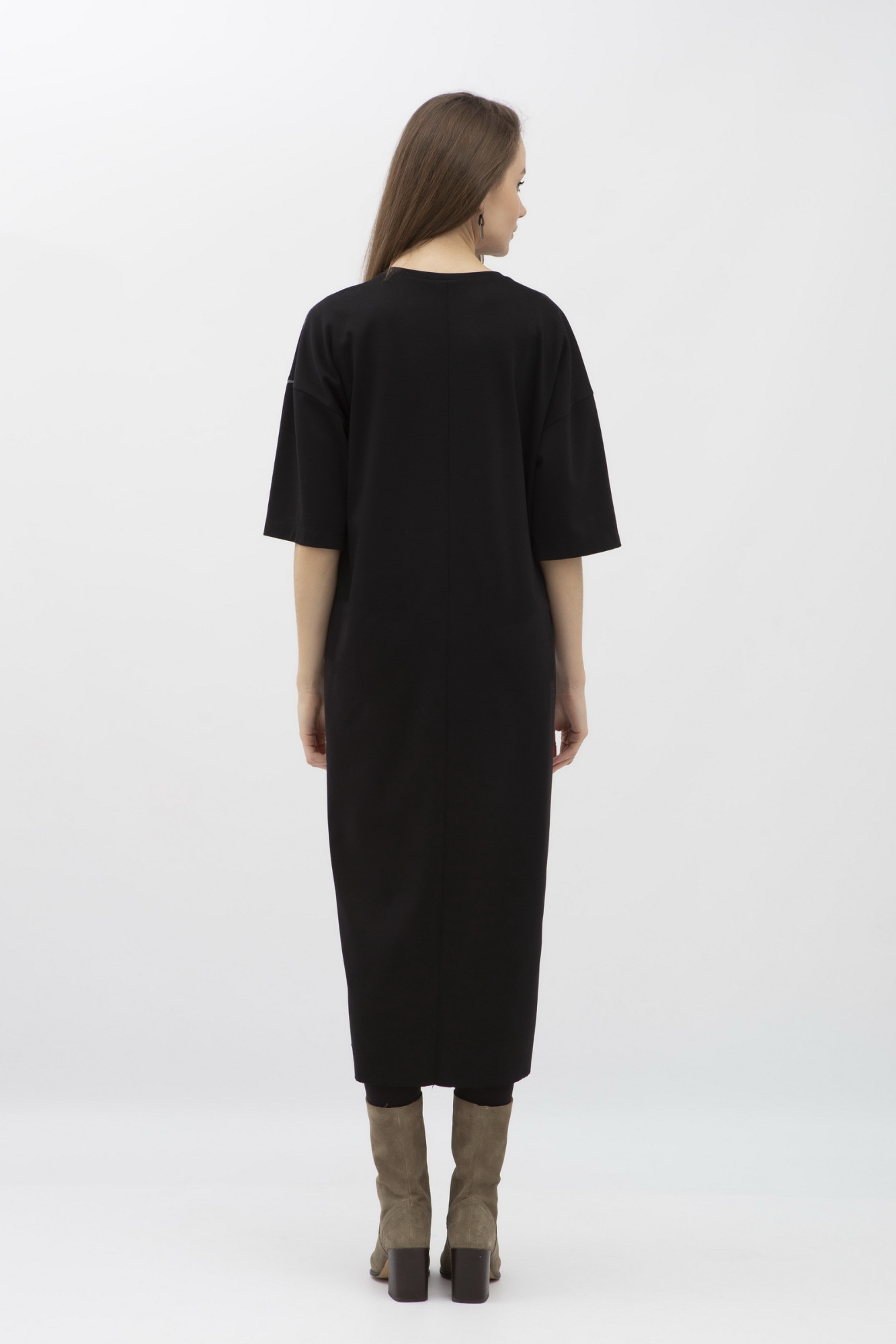 Сукня прямого крою зі спущеним рукавом чорна Абені 001