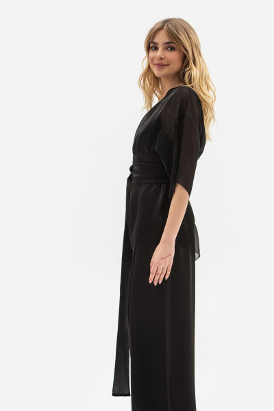 Прозора туніка вільного силуету чорного кольору Чирін 03