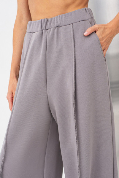 Брюки палаццо трикотажні сірі Елісса 01 Брюки палаццо трикотажні сірі Елісса 01
